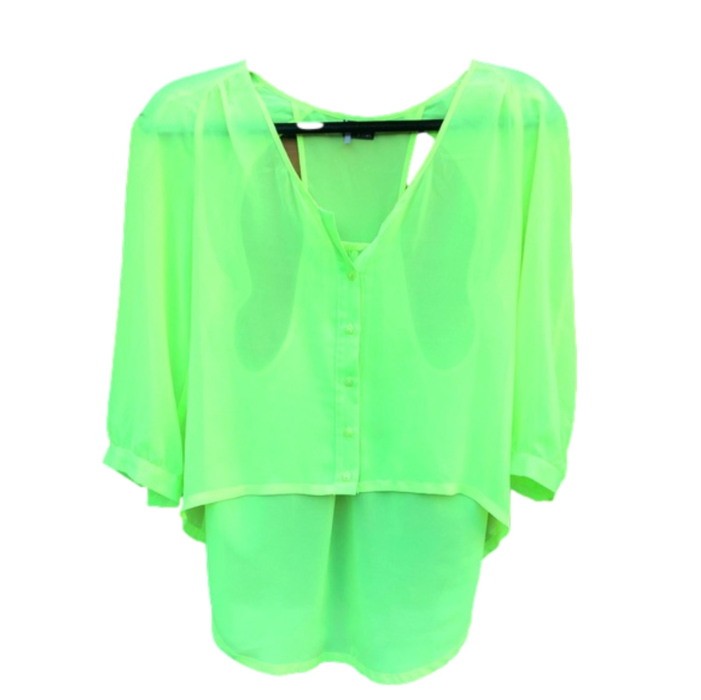 NWOT Sparkle & Fade Size S neon hi lo top